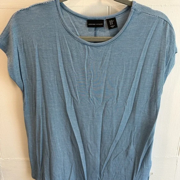 Adrienne Vittadini Gray Cap Sleeve Relaxed T-Shirt - Picture 1 of 3